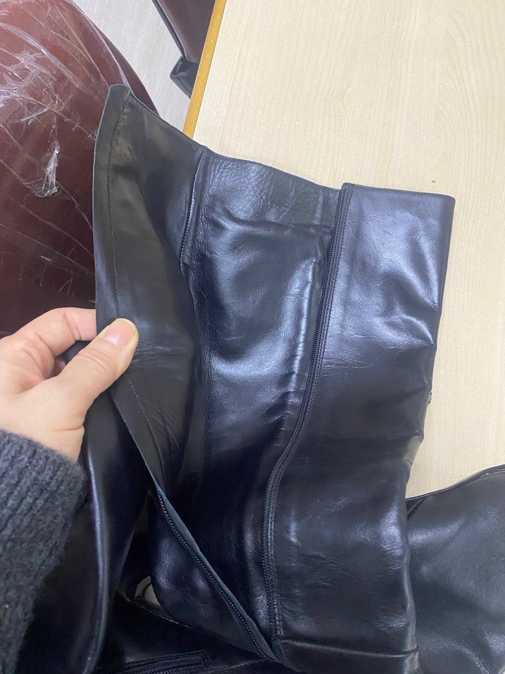 Siyah Deri Dizüstü Stiletto Topuklu çizme - Görsel 4