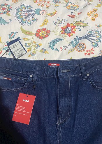 Düğmeli Lacivert Midi Kot Etek mavi marka - Görsel 2