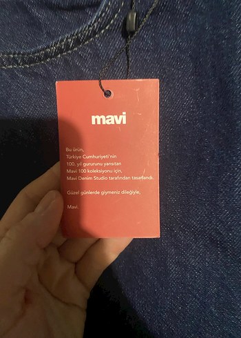 Düğmeli Lacivert Midi Kot Etek mavi marka - Görsel 4