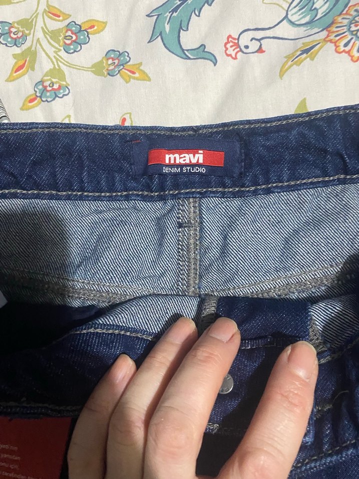 Düğmeli Lacivert Midi Kot Etek mavi marka - Görsel 3