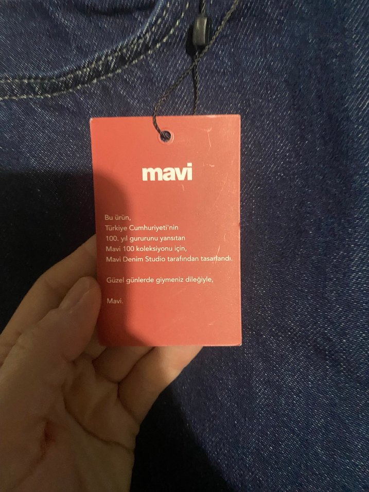 Düğmeli Lacivert Midi Kot Etek mavi marka - Görsel 4