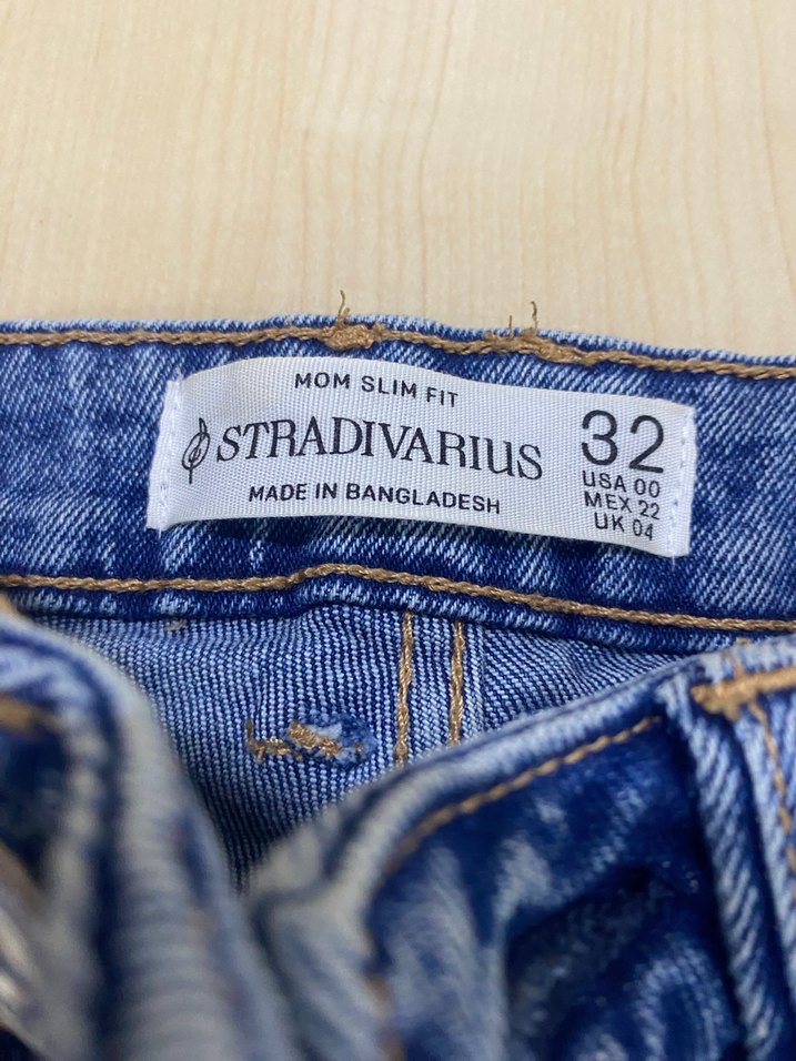 Mavi Normal Kesim Rahat Denim Kadın Pantolon stradivarus - Görsel 2