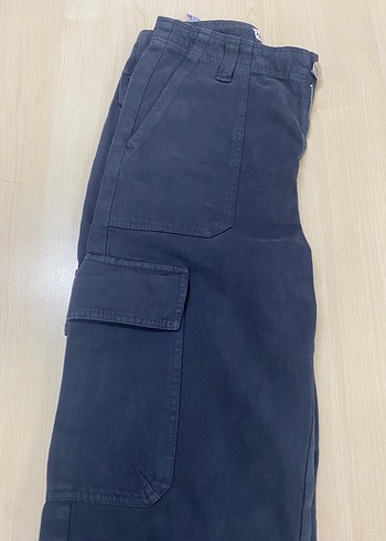 Lacivert Kadın Bol Paça Kargo Jean zara marka - Görsel 2