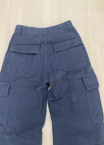 Lacivert Kadın Bol Paça Kargo Jean zara marka - Görsel 6
