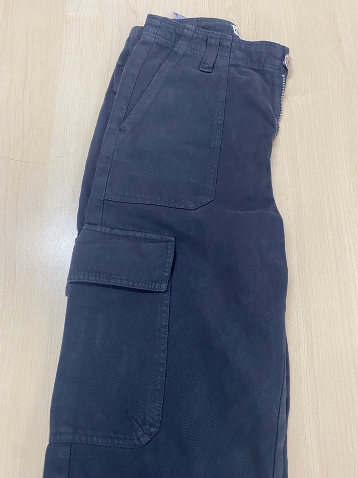 Lacivert Kadın Bol Paça Kargo Jean zara marka - Görsel 2