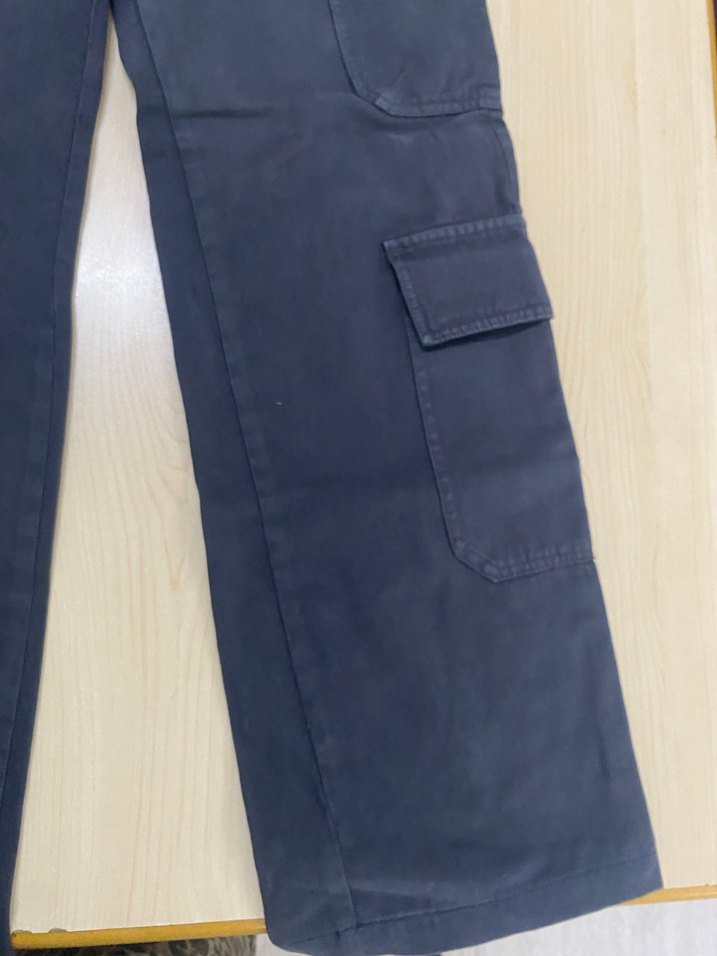 Lacivert Kadın Bol Paça Kargo Jean zara marka - Görsel 5