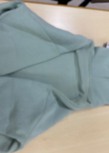 Mint yeşili  Kapüşonlu Mavi Baskılı Sweatshirt - Görsel 5