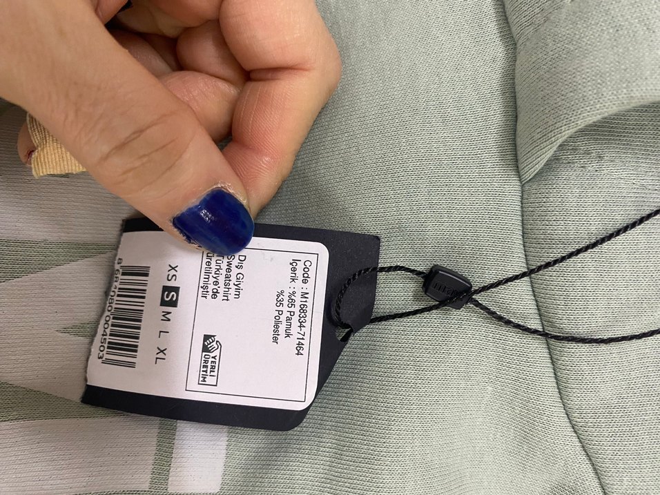 Mint yeşili  Kapüşonlu Mavi Baskılı Sweatshirt - Görsel 2