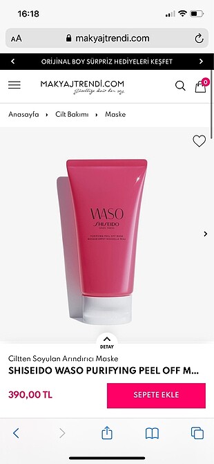 Shiseido Waso purifying peel of mask