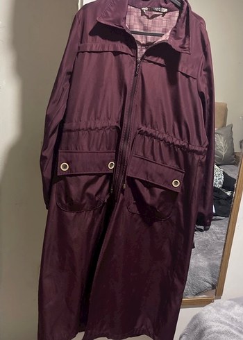 Bordo Uzun Kadın Yağmurluk - Görsel 2