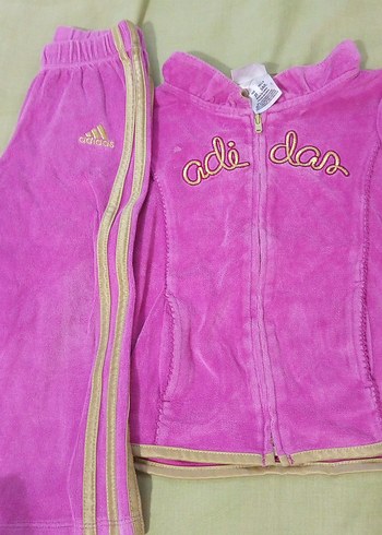 Adidas Kız Çocuk Pembe Nakışlı Fermuarlı Eşofman Takımı
