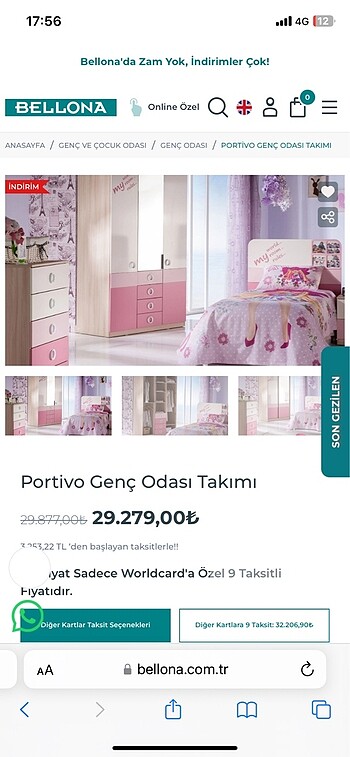 Beden Bellona portivo genç odası takımı az kullanılmış yeni gibi