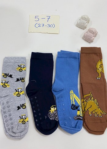 5-7 Yaş İş Makineli Kaymaz Çorap - Görsel 2