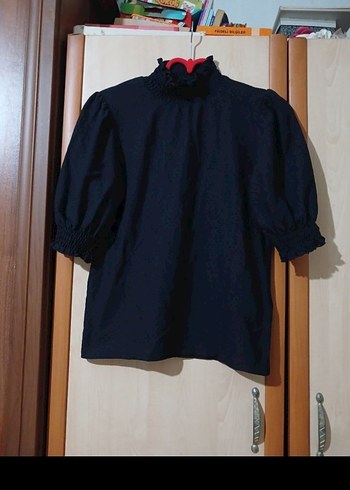 Diğer Siyah Kısa Kollu Denim Bluz