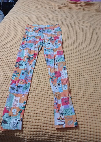 Kız Çocuk Çok Renkli Baskılı Tayt tyess 12yaş desenli tayt - Görsel 2