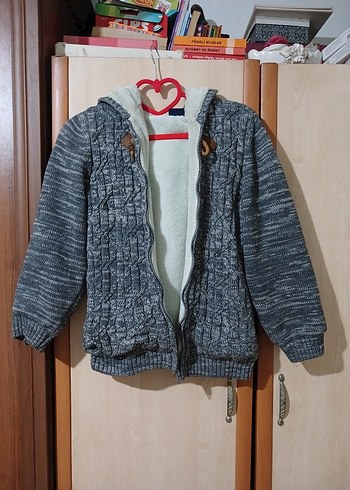 9 Yaş Beden Gri Erkek Çocuk Örgü Hırka10/11yas erkek cocuk fermuarli hirka