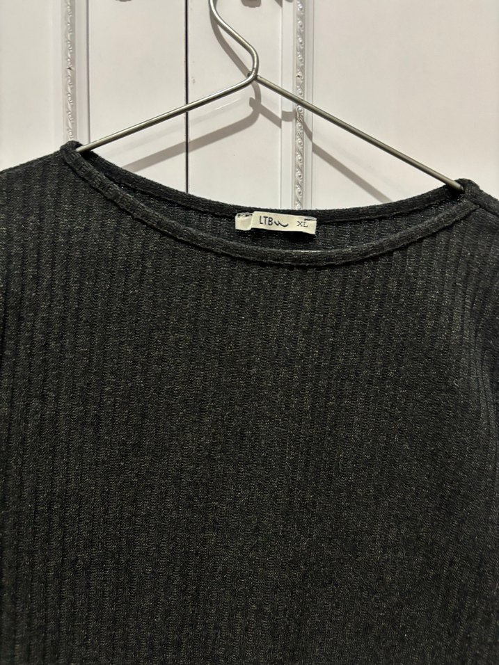 Gri Kadın Triko Uzun Kollu Kazak - Görsel 2