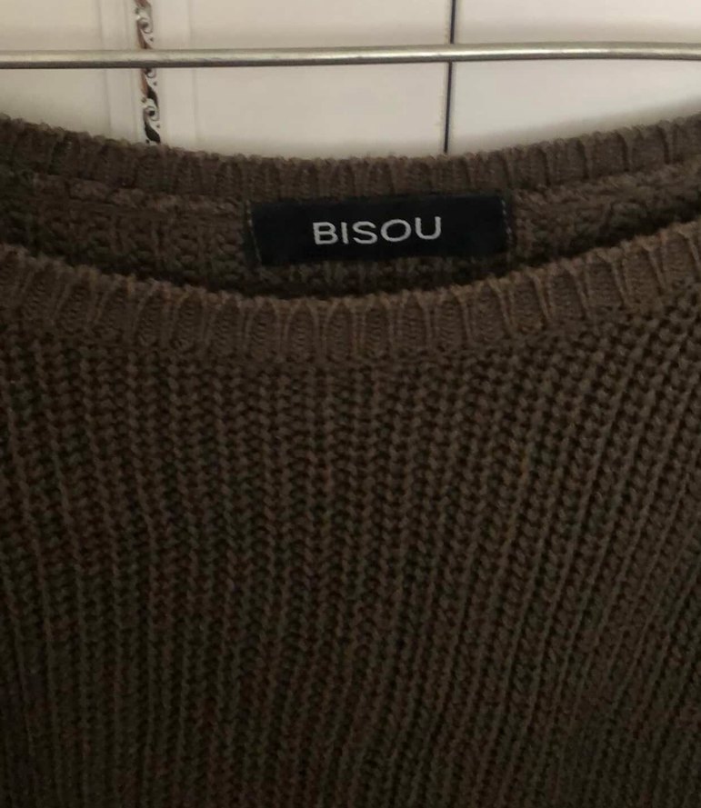 Kadın haki crop tarzı Örgü Salaş Kazak - Görsel 2