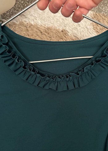 Uzun Kollu Drapeli Yeşil Uzun Elbise - Görsel 3