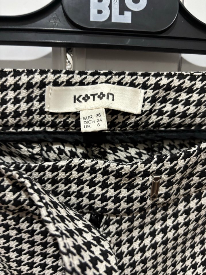 Gri Kemerli Ekose Kadın Kumaş Pantolon - Görsel 2