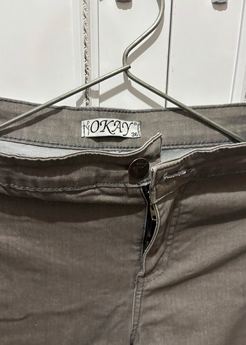 Dar paça Pantolon gri - Görsel 2