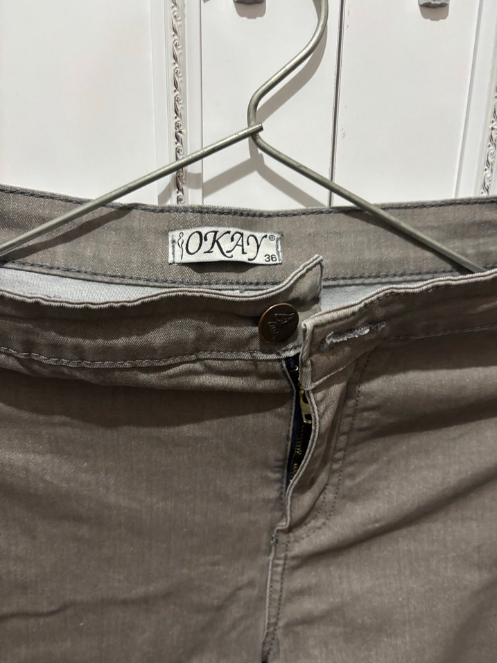 Dar paça Pantolon gri - Görsel 2