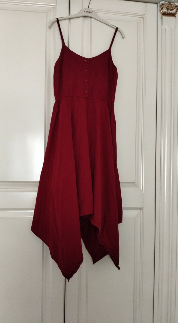 Bordo Askılı Uzun Elbise - Görsel 2