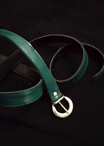 Parlak Yeşil Deri Kadın Kemer - Görsel 3