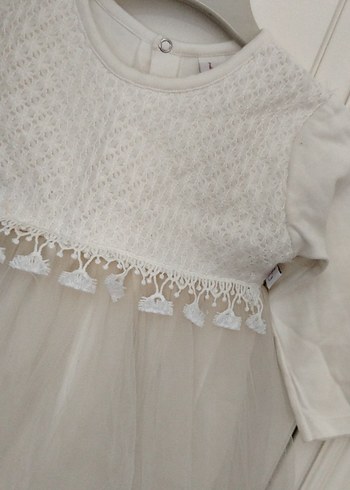 Beyaz Dantel Detaylı Kız Bebek Elbise - Görsel 2