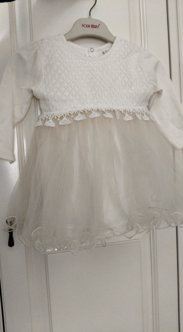 Beyaz Dantel Detaylı Kız Bebek Elbise - Görsel 3