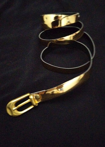 Parlak Altın Tokalı Deri Kadın Kemeri - Görsel 2