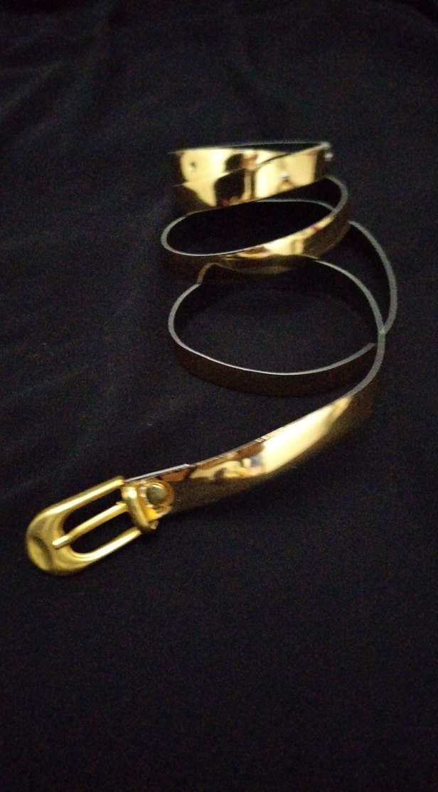 Parlak Altın Tokalı Deri Kadın Kemeri - Görsel 2