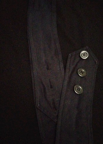 Düğmeli Siyah Kadın Kumaş Kemer - Görsel 4