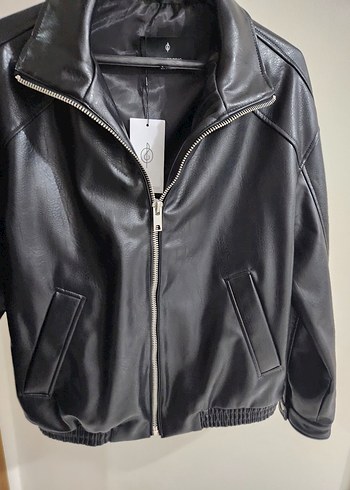 Oversize Siyah Deri Ceket stradivarius
