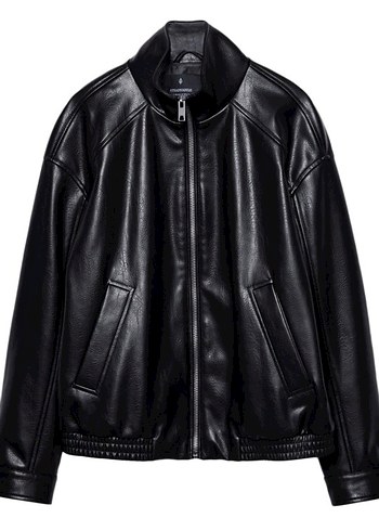 Oversize Siyah Deri Ceket stradivarius