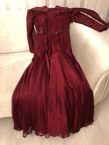 38 Beden bordo Renk Abiye elbise