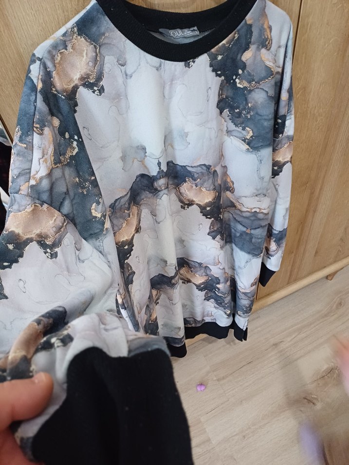 Gri Batik Desenli Uzun Kollu tunik - Görsel 4