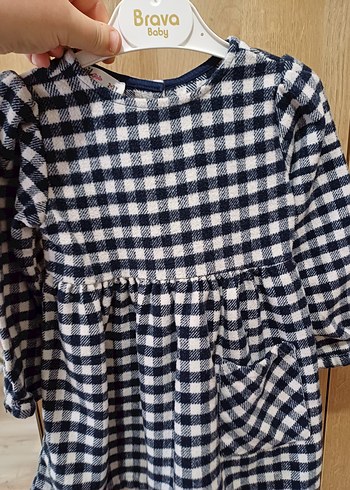 Gri Ekose Desenli Uzun Kollu Kız Elbise - Görsel 2