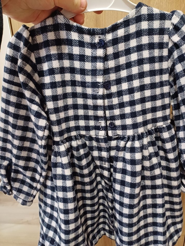 Gri Ekose Desenli Uzun Kollu Kız Elbise - Görsel 3