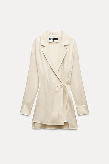 Buruşuk görünümlü simli blazer