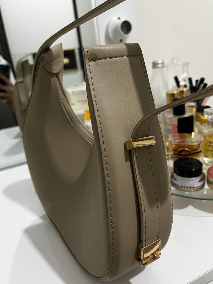 Bej Minimalist Deri Kadın Çanta - Görsel 2