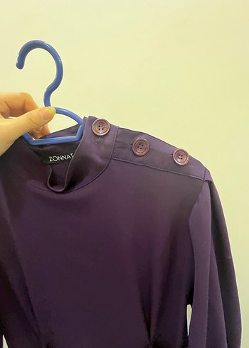 Uzun Kol Drapeli mor Elbise - Görsel 11