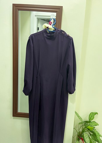 Uzun Kol Drapeli mor Elbise - Görsel 9