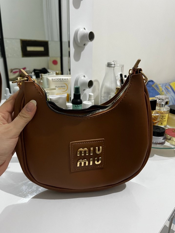 Kahverengi Deri Kadın Omuz Çantası - Görsel 2