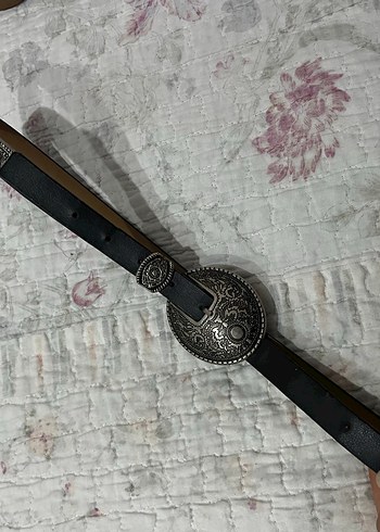 Vintage Siyah Deri Kadın Kemer - Görsel 2