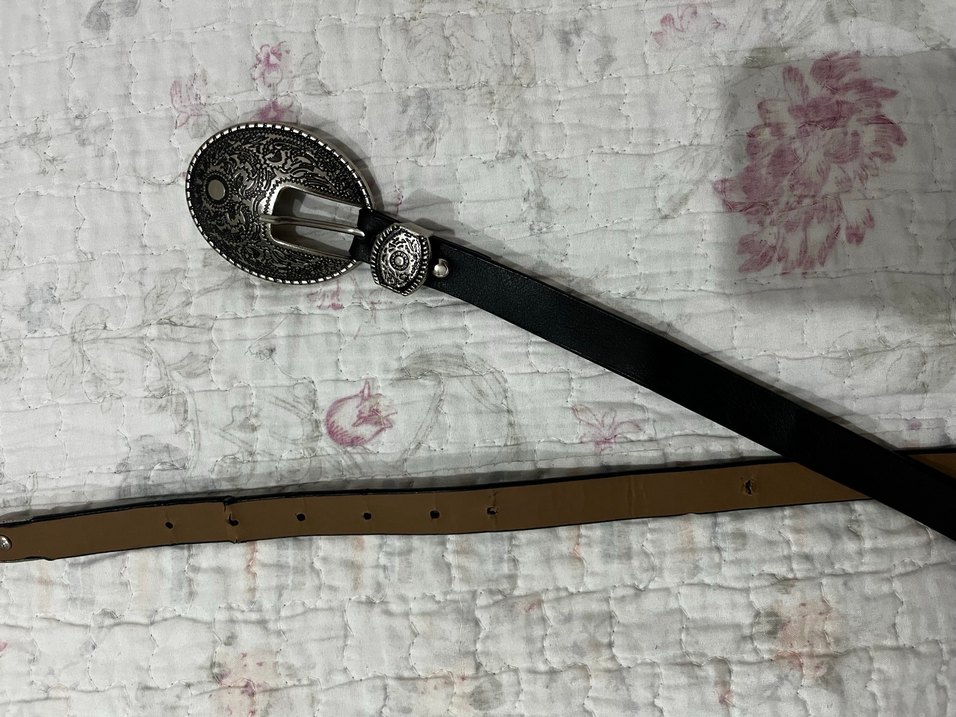 Vintage Siyah Deri Kadın Kemer - Görsel 3