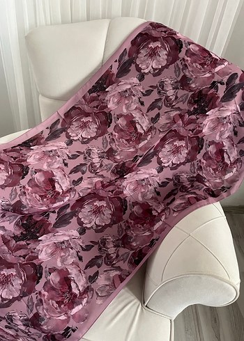 Pembe Çiçek Desenli Kadın Şal - Görsel 2