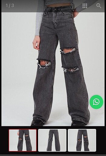 Füme yırtık wide leg