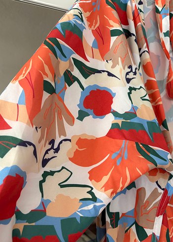 Renkli Tie-Dye Desenli Uzun Kadın Kimono - Görsel 6