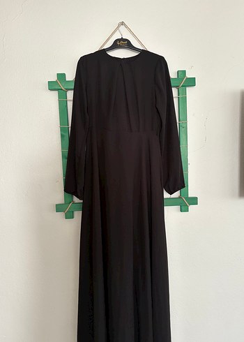 Siyah Uzun Kollu Drapeli Kadın Elbise - Görsel 3